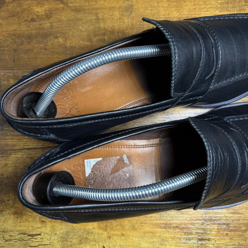 Johnston & Murphy J&M 1850 Black Leather Penny Loafers Mens 11.5